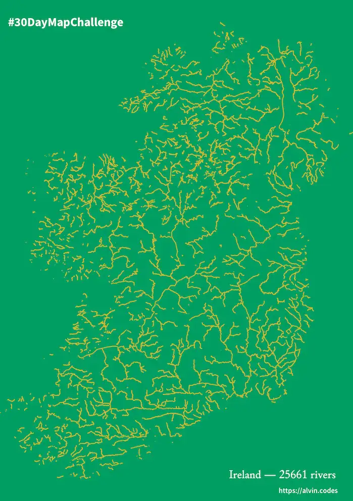 Map of the rivers of Ireland